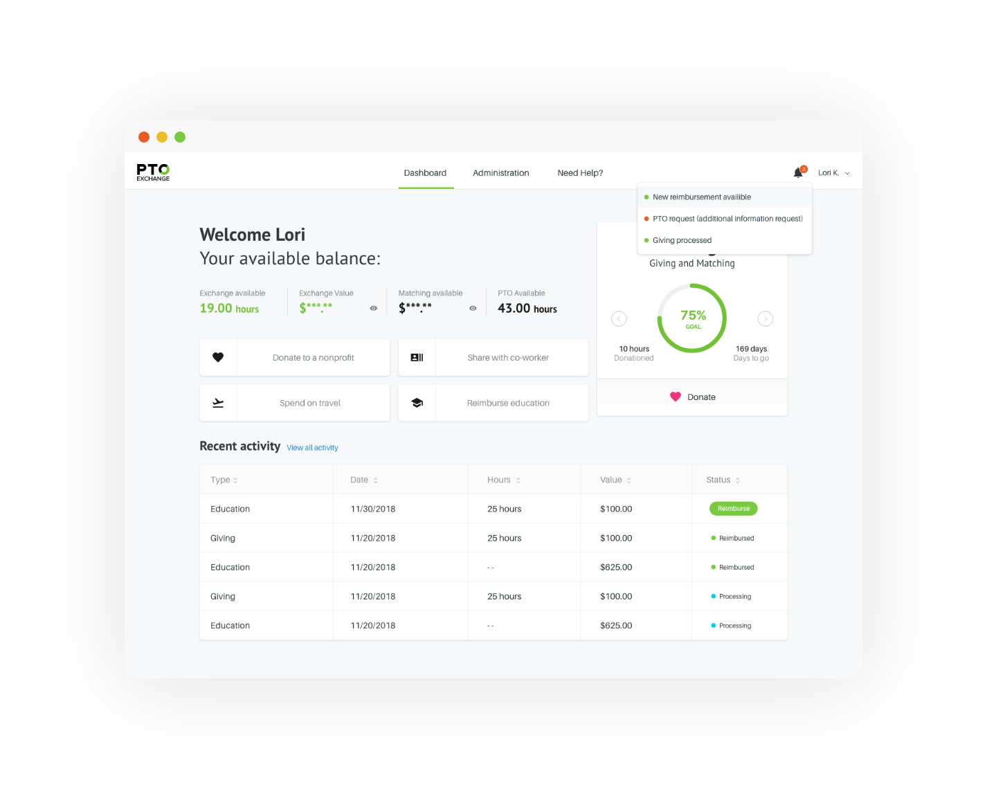 PTO-Exchange-employee-dashboard
