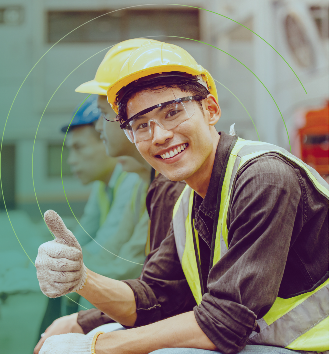 Hero Construction Hardhat Guy Thumbs Up
